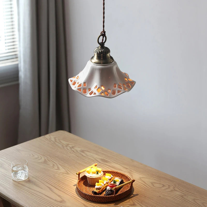 IWHD Modern Simple Ceramic LED Pendant Lamp Home Indoor Decor Lighting Bedroom Restaurant Dinning Living Room Lights Hanglamp
