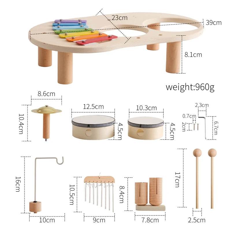 Baby Educational Toys Wooden Aeolian Bells Montessori Children's Musical Toys Xylophone Newborn Birthday Gifts Music Table Toys - AIAZ