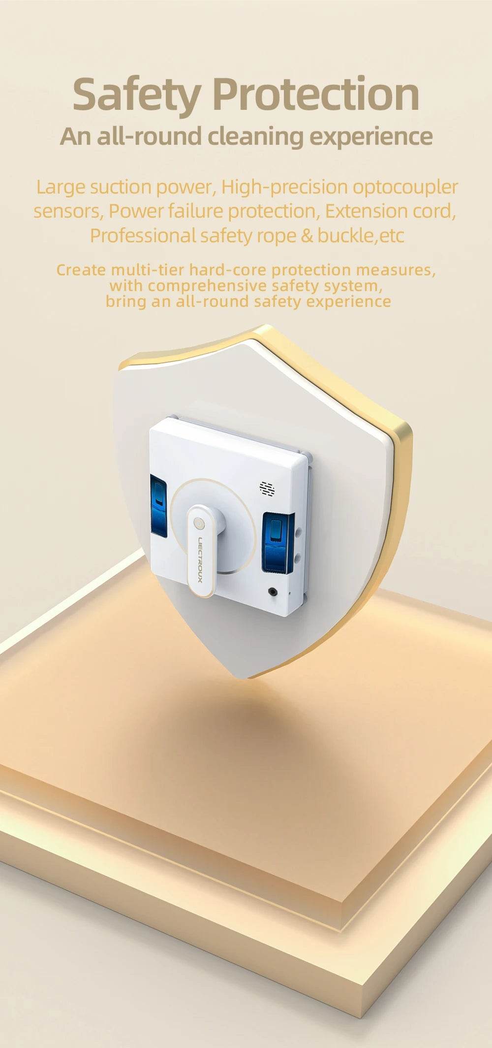 Robot Window Cleaner LIECTROUX YW509,4-Way Water Spray,Home Wall Glass Window Robot Vacuum Cleaner,Updated Laser,Smart Memory - AIAZ