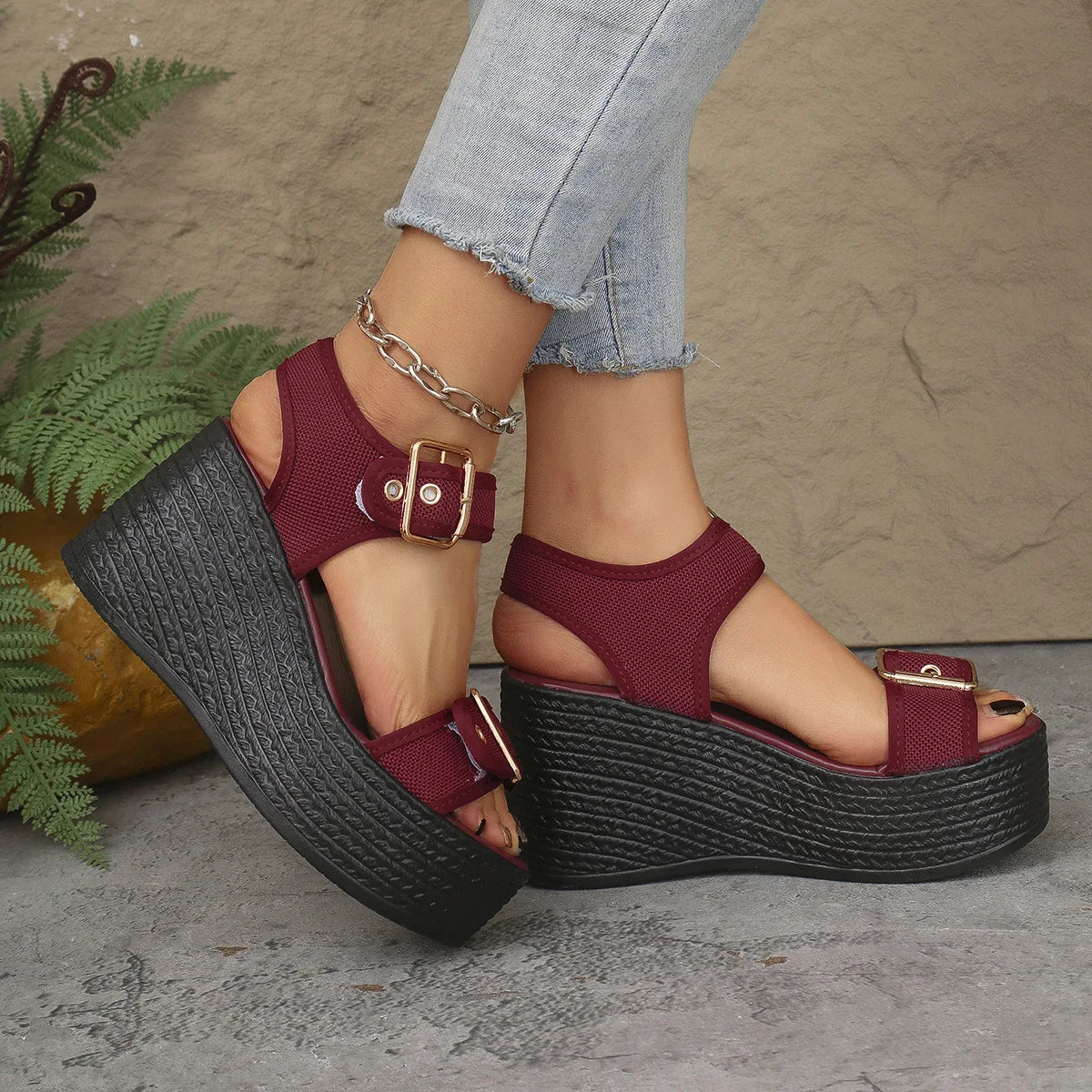 Summer Women's High Heel Shoes 2025 New Casual Platform Wedge Heel Sandals Women's Fashion Open Toe Rome Sandals Sandalias Mujer