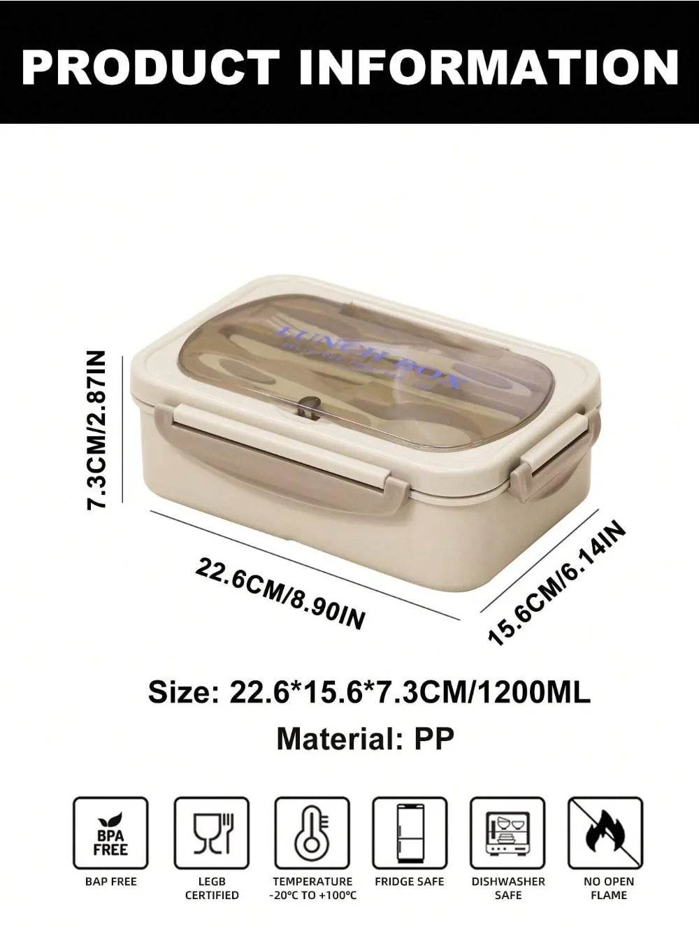 1Pc Bento Box Adult Lunch Box With 4 Compartments,Utensils, Sauce Jar, Muffin Liners, Microwave&Dishwasher Safe, Back To School - AIAZ