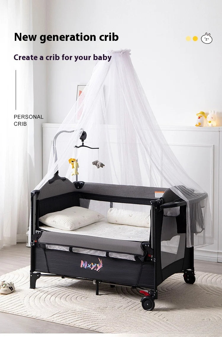 Multi Functional Newborn Bassinet Convertible Rocking Bedside Sleeper with Foldable Design, Universal Sleeping Crib for Babies