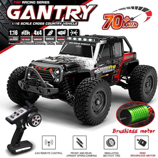 16103PRO 2.4GHz 70KM/H Professional RC Car: Brushless Motor, 1:16 Scale 4WD High-Speed Off-road Climbing Vehicle Wtith LED Light - AIAZ