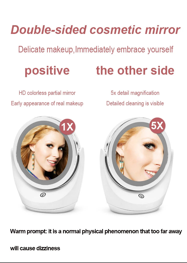 Xiaomi Youpin Mirror 1X-5X Magnification 360 Degree Rotation Portable Double Sided Desktop Intelligent With Light Makeup Mirror