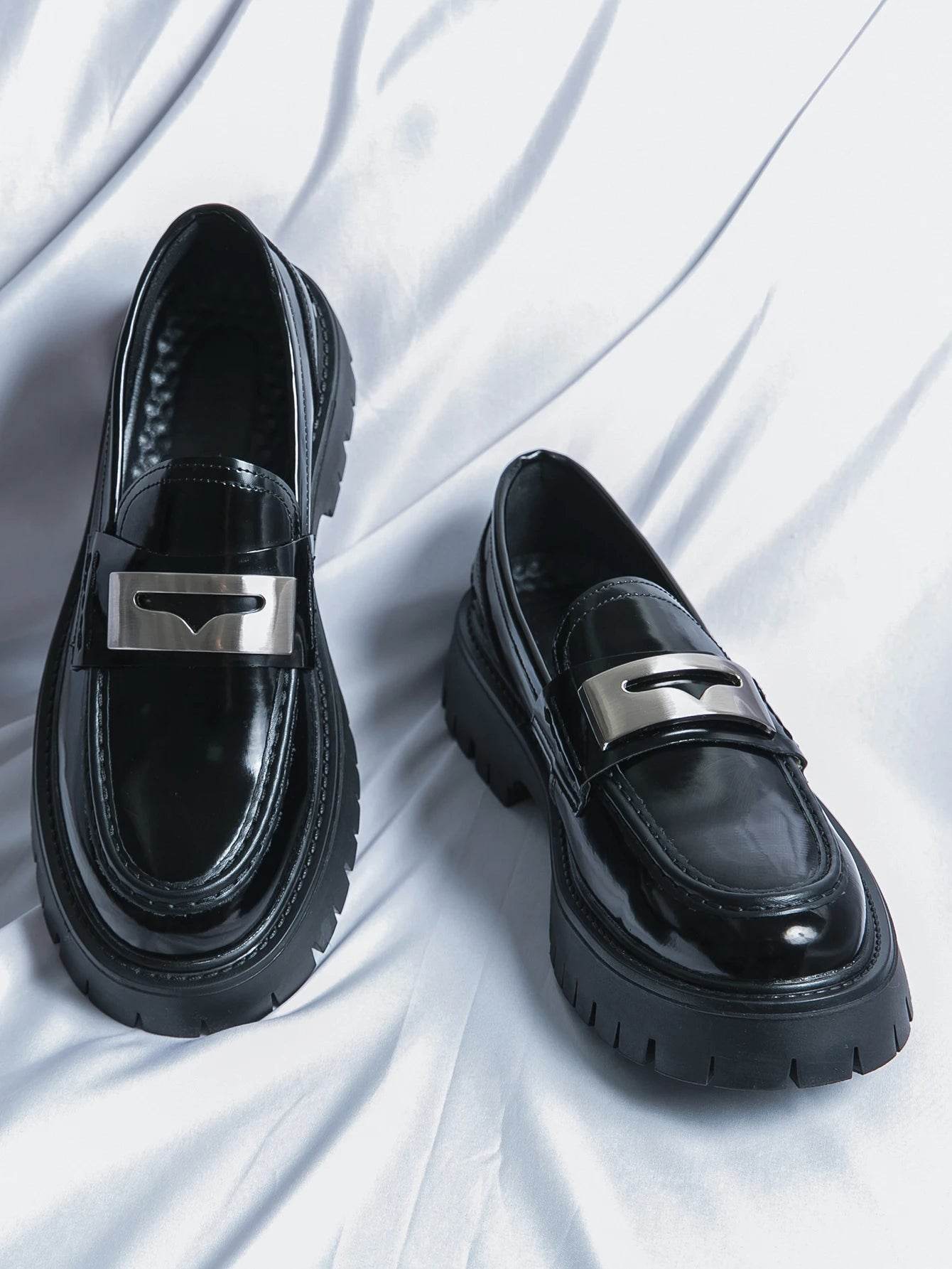 Platform New Men's Dress Leather Shoes High Classic Comfortable Pointed Toe Lace-up Business Shoes Fashion Casual Wedding Party - AIAZ