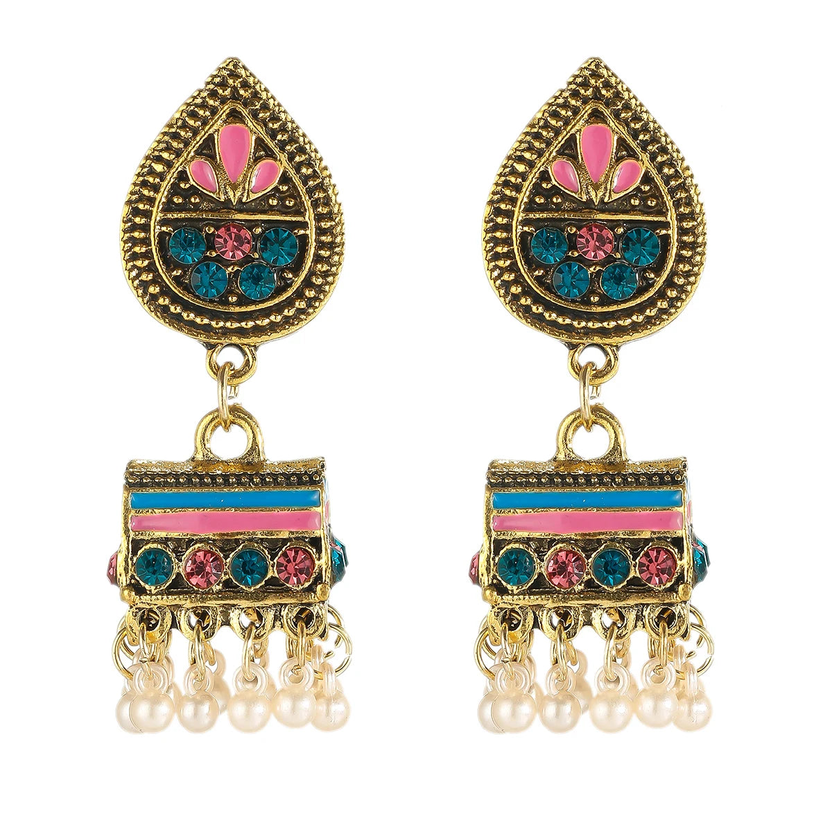 Boho Afghan Ethnic Drop Earrings For Women Pendient Gold Color Gyspy Silver Color Bell Ladies Indian Earring Jewelry