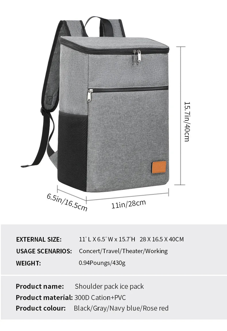 26L Outdoor Cooler Bag Thermal Backpack Insulated Picnic Lunch Bag Camping Food Drink Beer Ice Bag Leakproof Travel Backpack