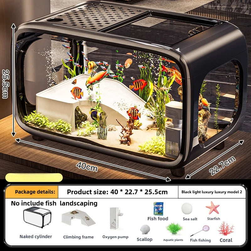 Creative Aquarium Fish Tank Ecological Landscape Set Integrated Filtration Oxygen Generation Machine Transparent Turtle Tank