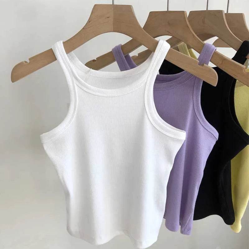 2024 Women Tank Tops Sexy Cropped Top Female Women Summer Camisole Camis Black White Sport Clothes For Women - AIAZ