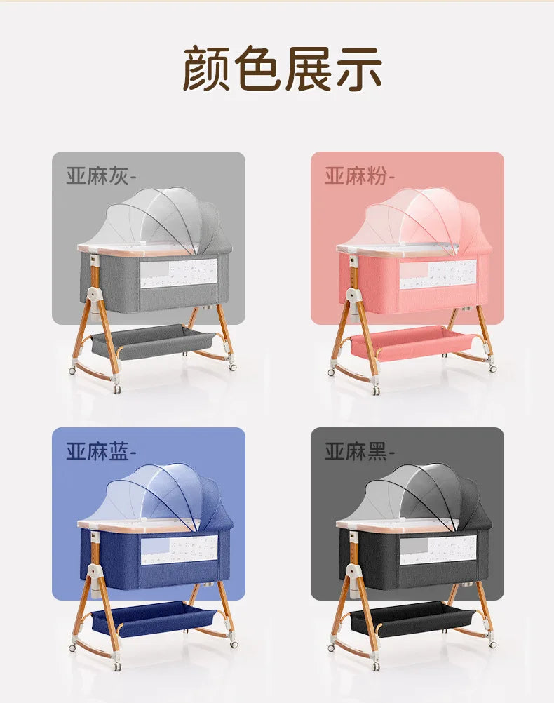 Baby bed splicing baby  movable portable cradle bed foldable multifunctional newborn adjustable