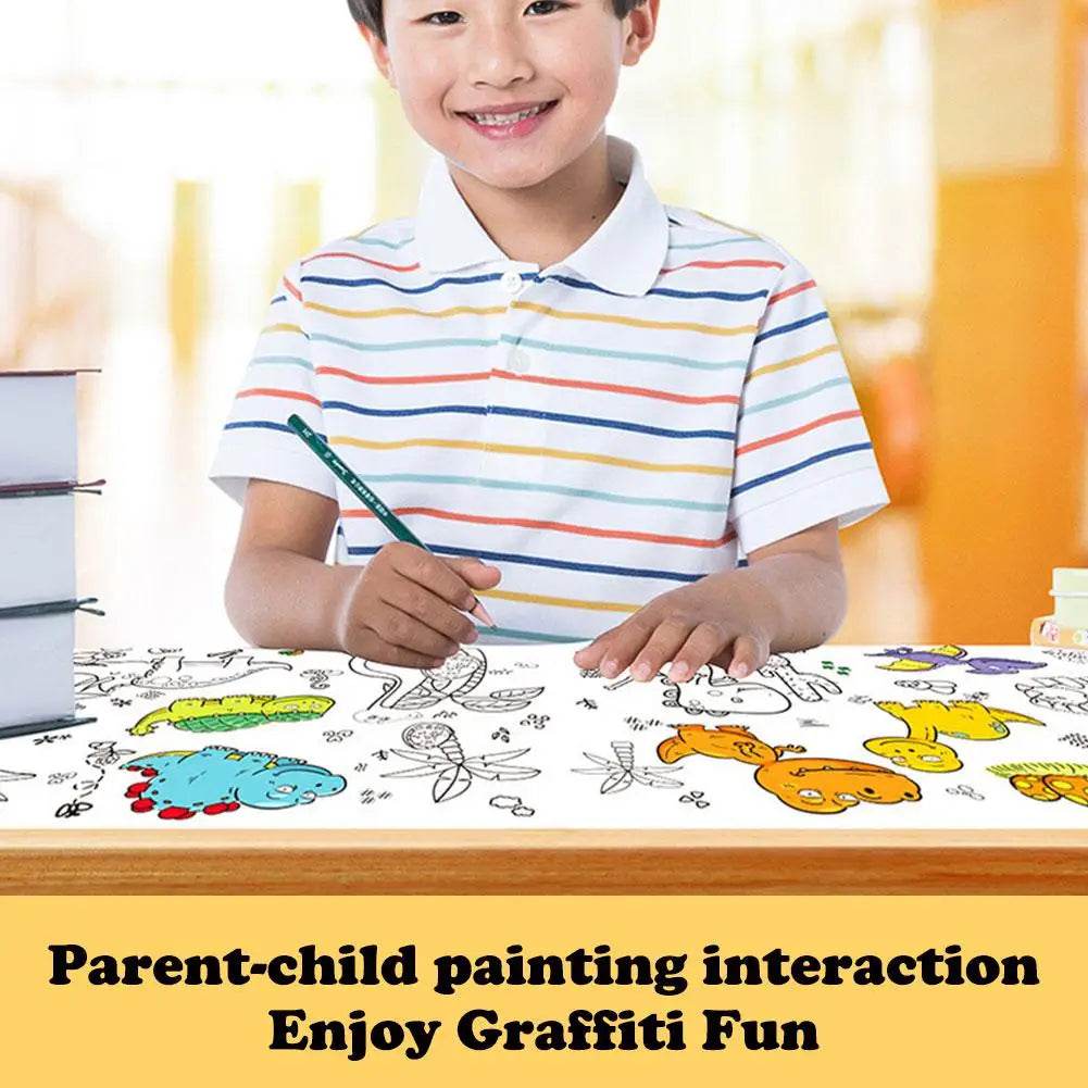 Children's Drawing Roll Sticky Color Filling Paper Graffiti Scroll Coloring Paper Roll For Kids DIY Painting Educational Toys - AIAZ