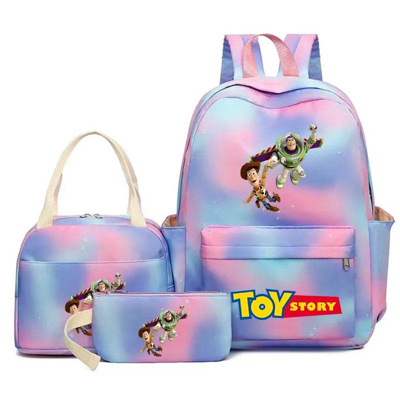 Toy Story Colorful Backpack Set With Tote and Pouch Large Capacity Lightweight And Breathable Outdoor Knapsack School Bags - AIAZ