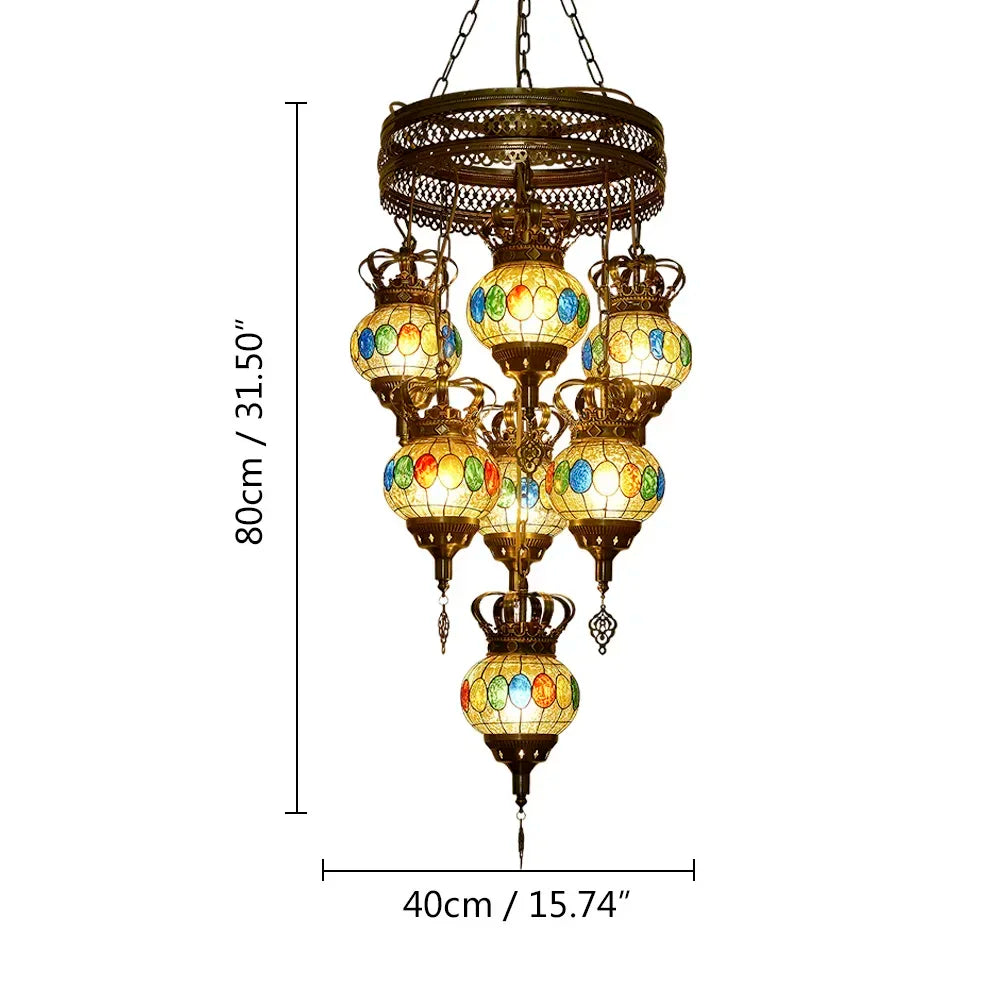 Artpad Turkish Mosaic Chandelier Ceiling Moroccan Living Room Bedroom Colorful Glass Chandelier Lamp Lighting