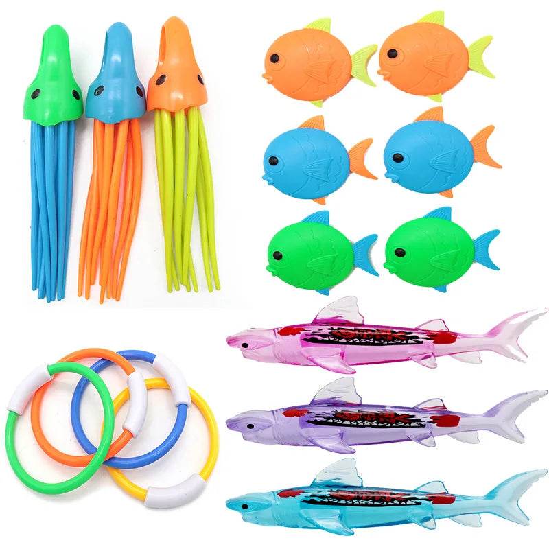 Swimming Diving Toys Children's Fish Dolphin Buoy Pool Treasure Hunt Diving Water Diamond Kids Water Game Toys Set Reusable Gift - AIAZ
