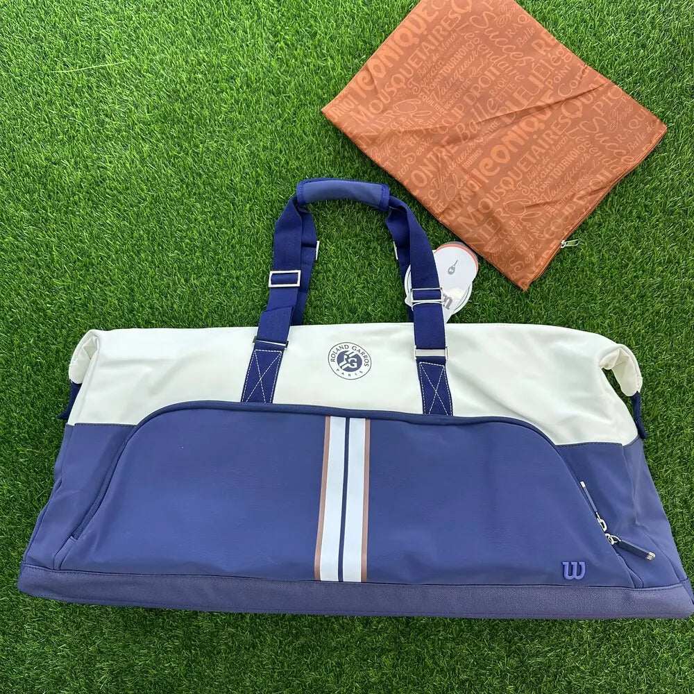 Wilson 2023 Navy 4-6pcs Tennis Racket Bag Super Tour Nylon Large Tennis Bag for 6 Racquets With Two Compartment