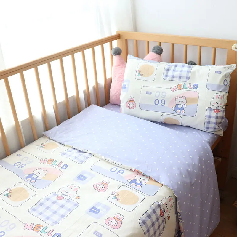 Baby Bedding Set Soft Cotton Baby Cot Kit Crib Bedding Set Quilt Duvet Cover Pillow Pilowcase Sheet Bumpers Baby Room Decoration