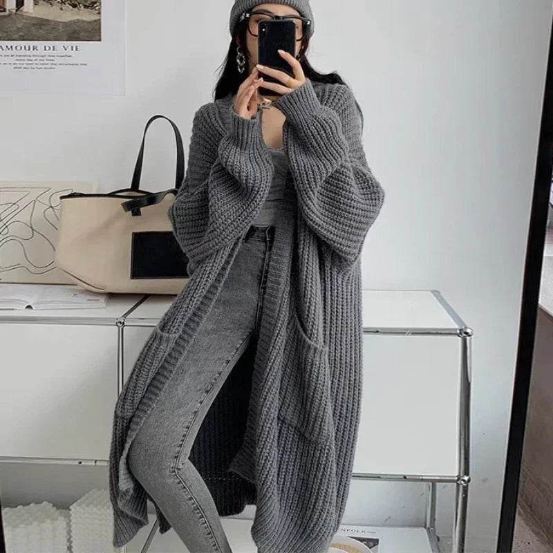 Women Long Cardigan Spring Knitted Loose V-neck Autumn Winter Elegant Sweet Outerwear Ladies Sweater Coat Soft Jacket Y2K 2025 - AIAZ