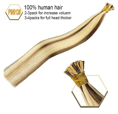I Tips Virgin Hair Extensions 27# For Black Women 100% Remy Bulk Hair I Tip Natural Hair Extensions Straight Natural Fusion 613#