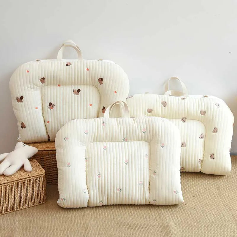 Cartoon Embroidery Bear Sleeping Nest for Baby Bed Crib with Pillow Travel Playpen Cot Infant Toddler Infant Cradle Mattress