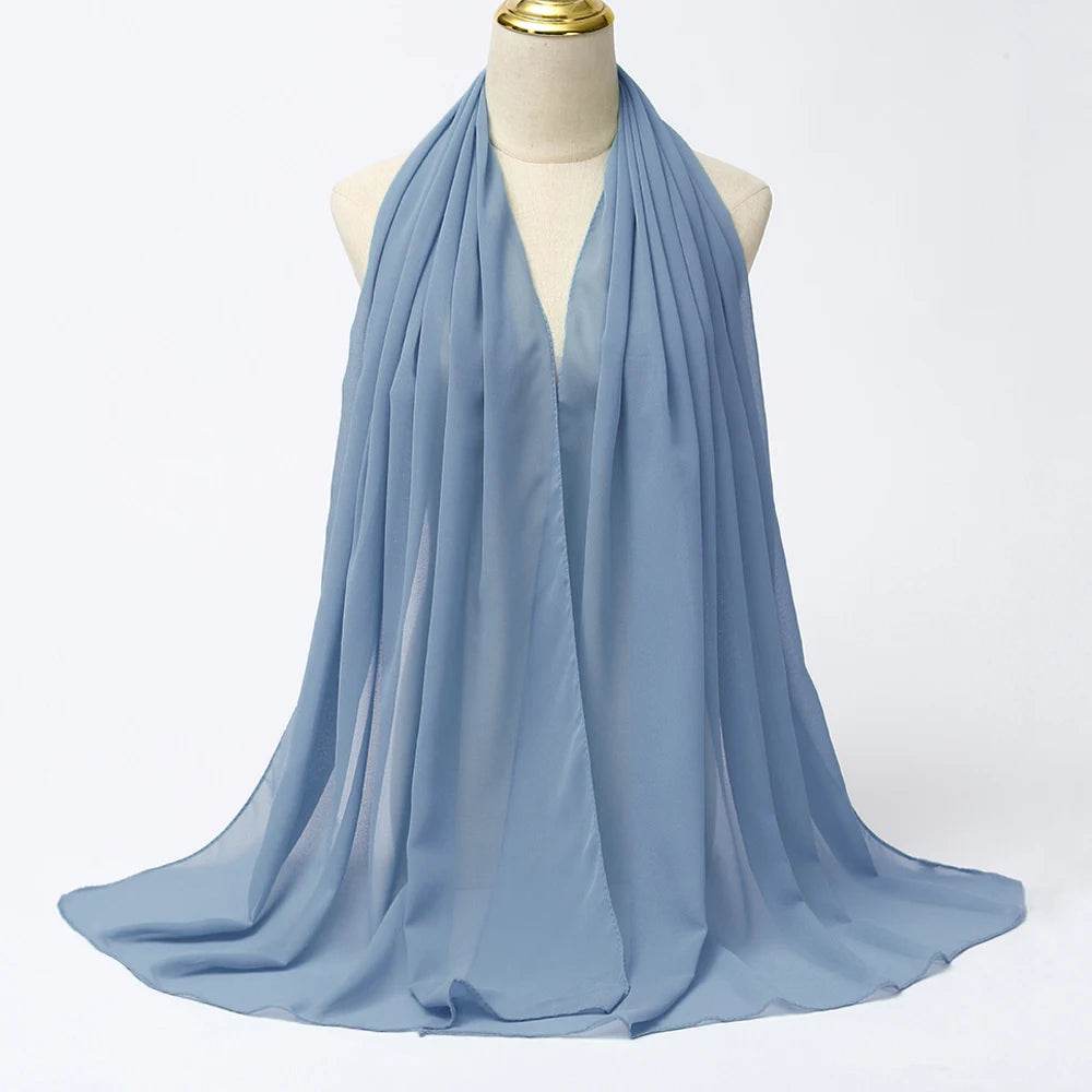 Muslim Chiffon Hijab Scarf Women Long Solid Color Head Wrap For Women Hijabs Scarves Ladies Muslim Veil Jersey Hijabs - AIAZ