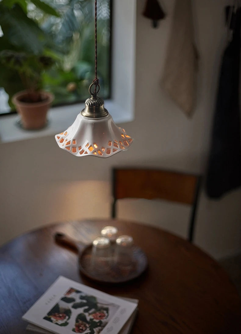 IWHD Modern Simple Ceramic LED Pendant Lamp Home Indoor Decor Lighting Bedroom Restaurant Dinning Living Room Lights Hanglamp