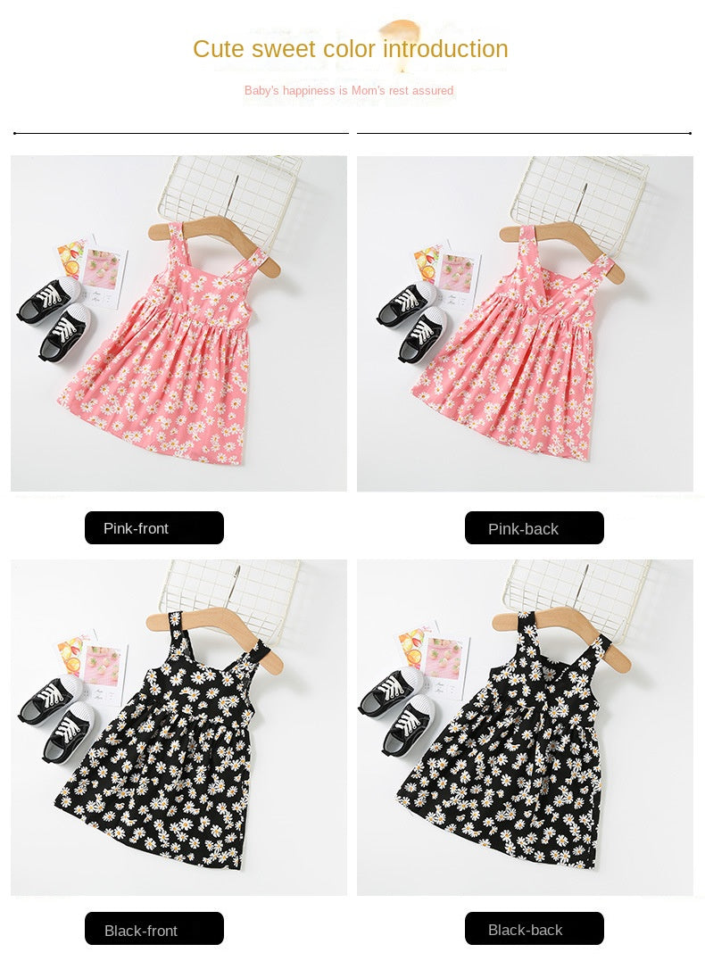 New Baby Girls Sleeveless Flower Print Dresses Clothes Bowknot Kid Summer Princess Dress Children Party Ball Pageant Outfit