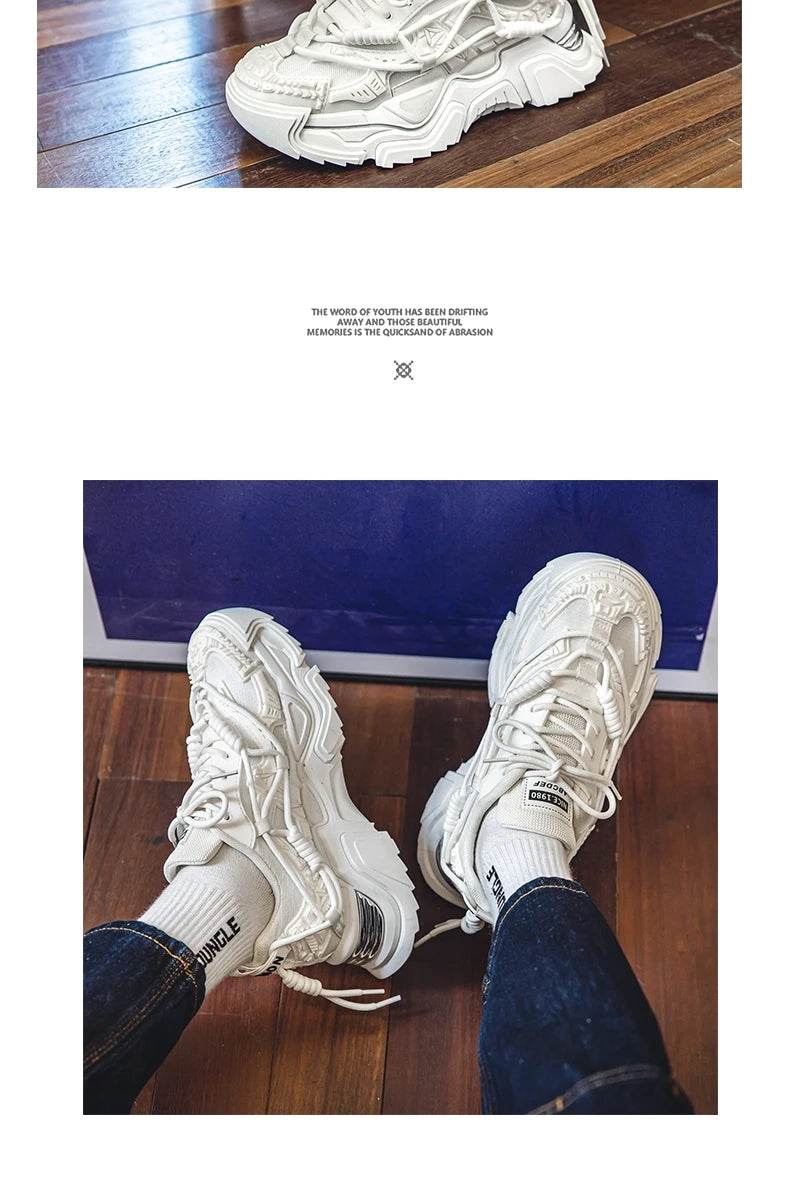 Platform Men Shoes Fashion Clunky Sneakers Men Casual Shoes Breathable Sports Dad Shoes Male Fitness Footwear 2023 - AIAZ