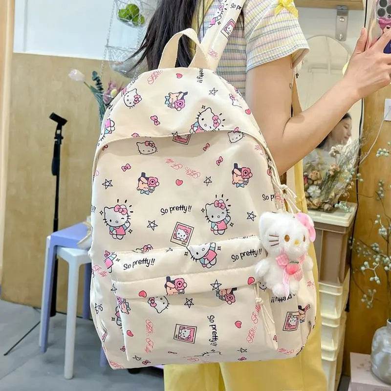 Hello Kitty backpack for junior high school students cute cartoon fashion school bag large capacity school bag for women - AIAZ