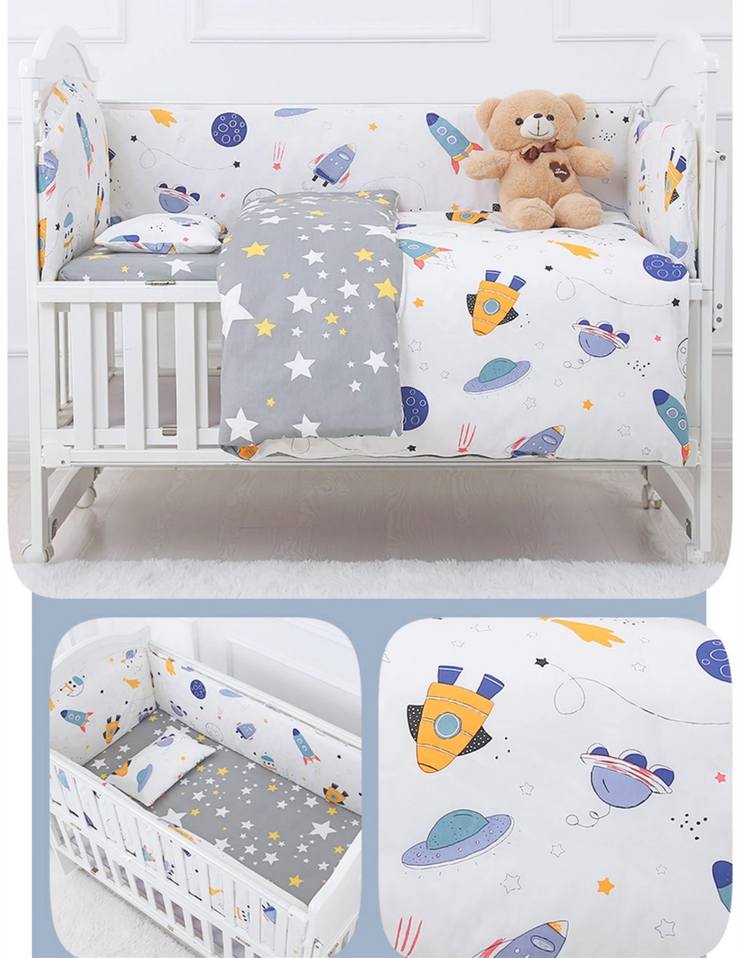6/9Pcs 100% Cotton Toddler Bed Comforter Set Baby Crib Bedding Set Soft Baby Crib Bed Sheets Set 120*60/120*70Cm