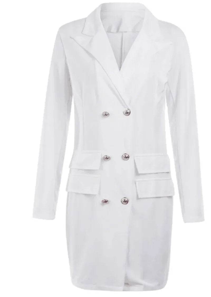 Women Blazer Elegant Office Lady Dress Long Sleeve Black White Spring Summer Female Causal Fashion Large Size Suit - AIAZ