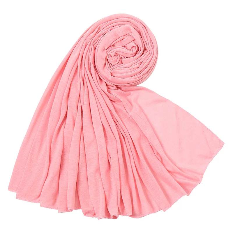 Hot Muslim Fashion Woman Soft Hijabs Scarf Shawl Plain Cotton Jersey Scarves Turban Women Long Shawls Head Wrap Headband Abaya - AIAZ