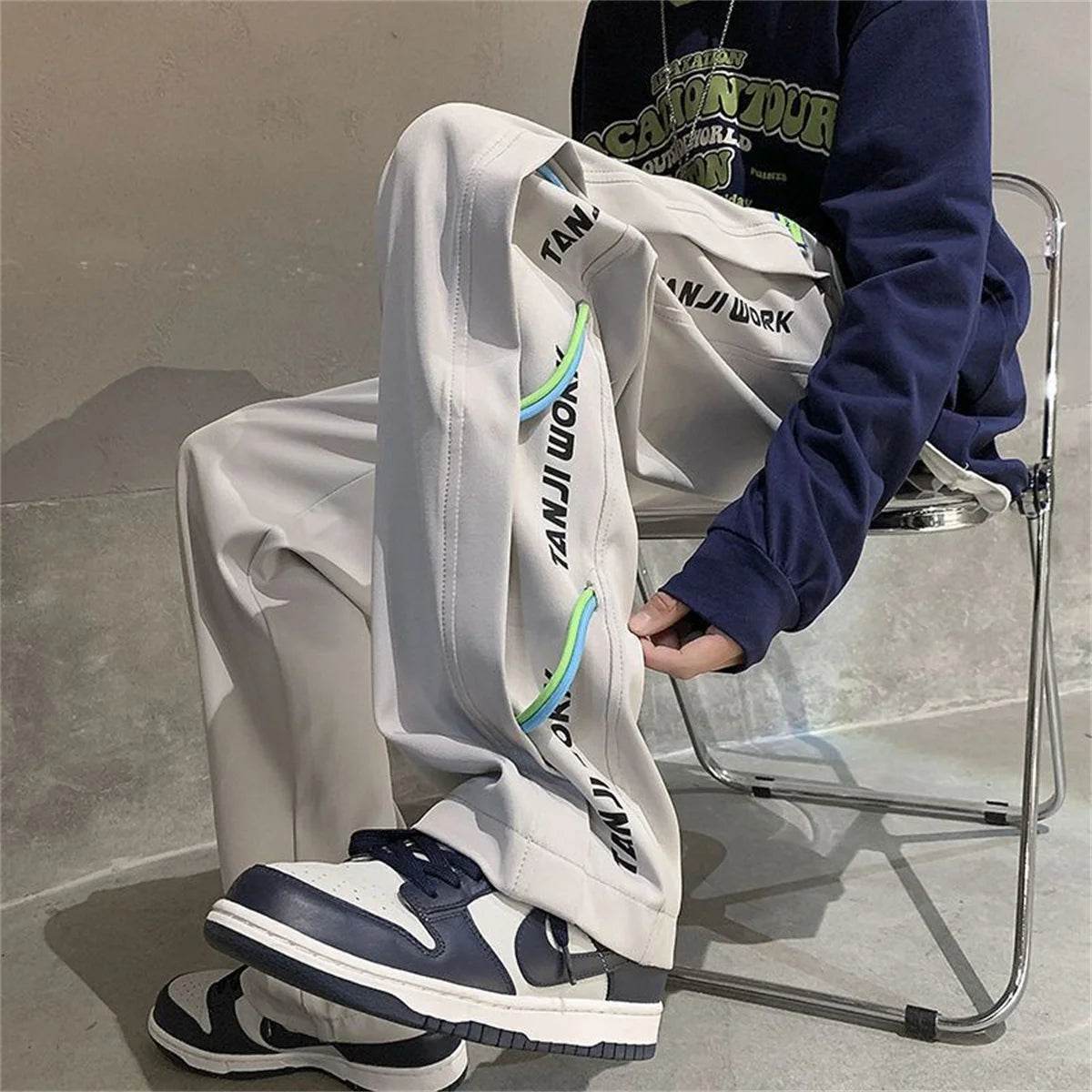 2025 New Fashion Trends Men's Casual Pants Processing Pants Thin Loose Oversized Elastic Breathable and Ventilated Pants - AIAZ