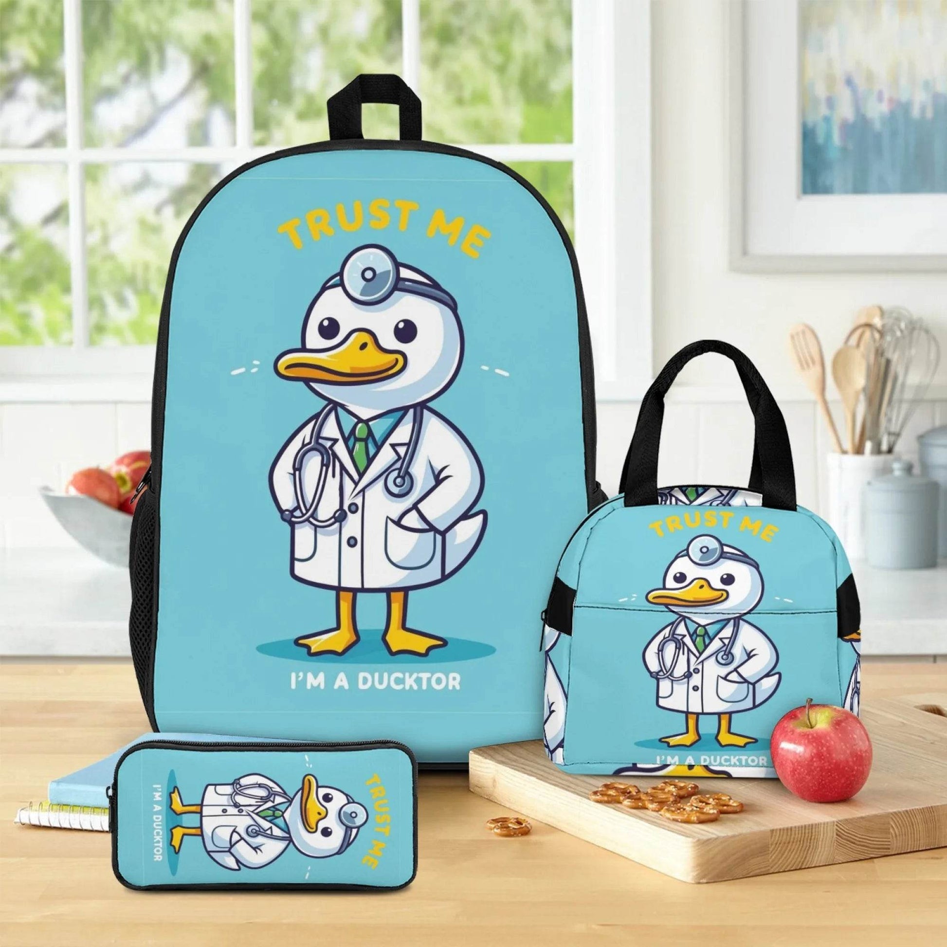 3Pcs Set School Backpack with Front Pocket,Cartoon L-eveling School Bags for Girls Boys,Large Child Backpack - AIAZ