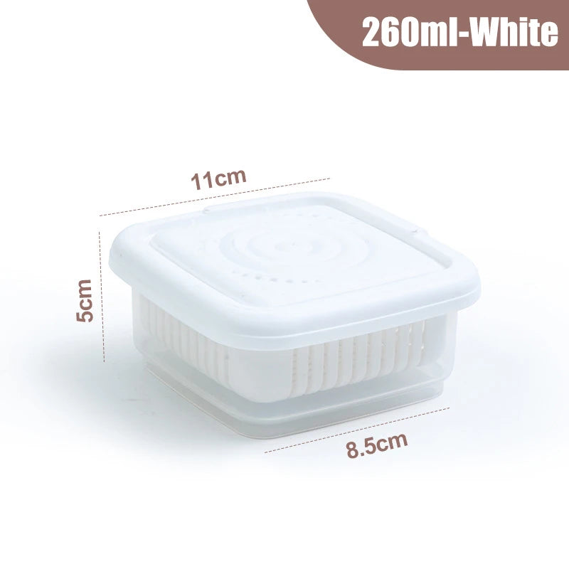 Double-layer Refrigerator Storage Box Ginger Scallion Onion Containers Sealed Fruits Vegetables Drain Crisper Kitchen Supplies