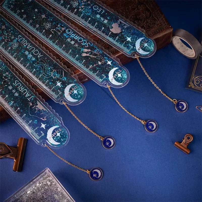 School supplies school accessories office gadgets Aesthetic Stationery Bookmark Cute Cartoon Drawing Quicksand Ruler cute things - AIAZ