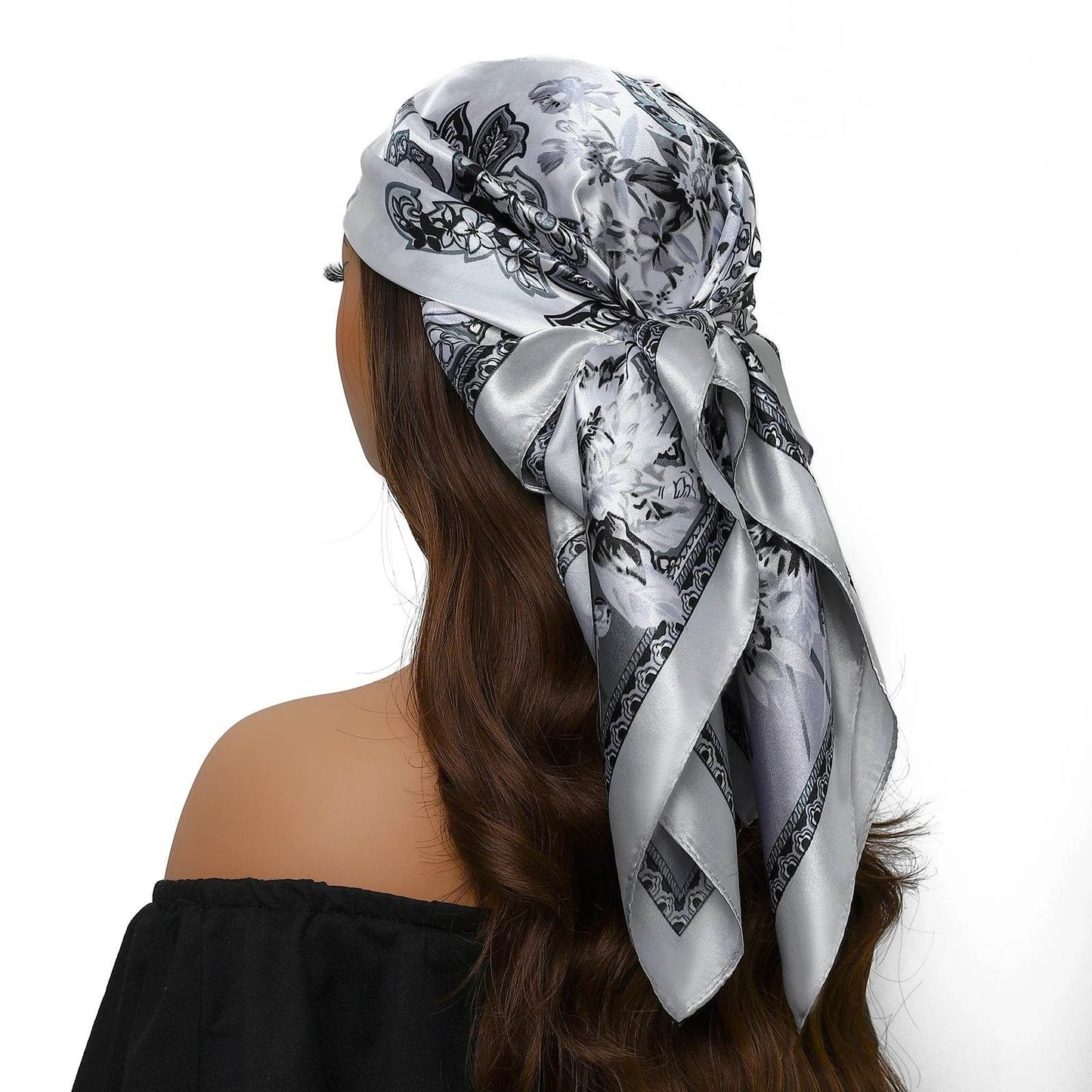 Head Scarf Women Luxury Brand Square 90*90cm Silk Foulard Satin Bandana Cheveux Soft Neckerchief Hijab Hair Scarves For Ladies - AIAZ