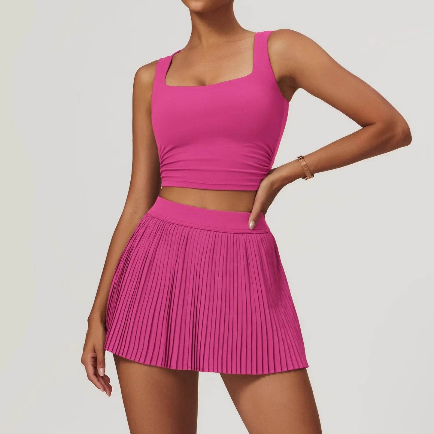 Yoga Sets Workout Sets for Women 2 Pieces Gym Suits Long Sleeved Outfits Zipper Fitness Jacket Running Short Skirt Sportswear - AIAZ
