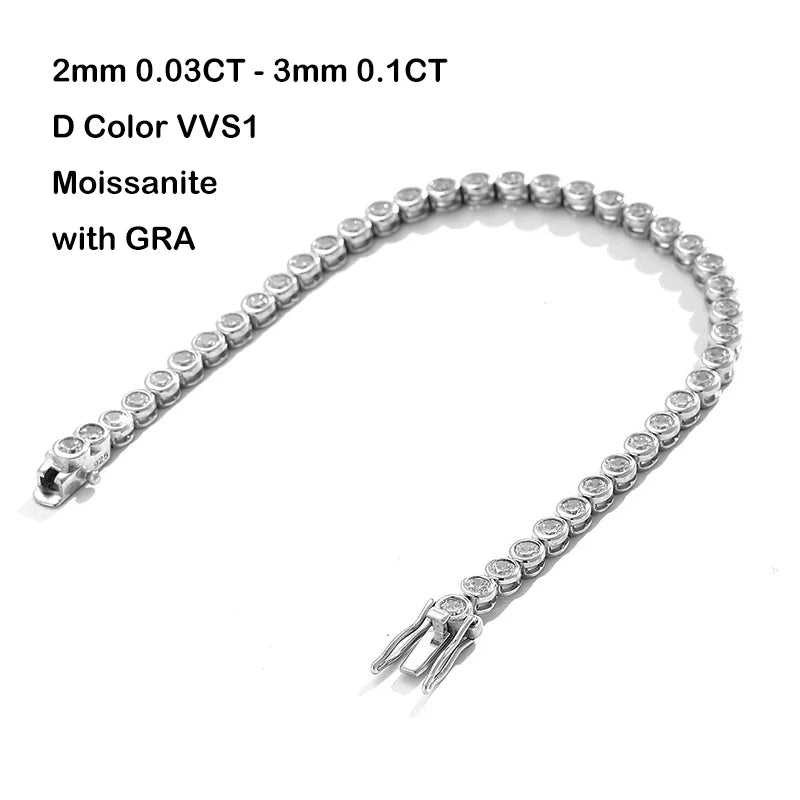 EWYA Luxury Bubble 2/3mm D Color Full Moissanite Tennis Necklace for Women S925 Silver Plated 18K Diamond Neck Chain Necklaces
