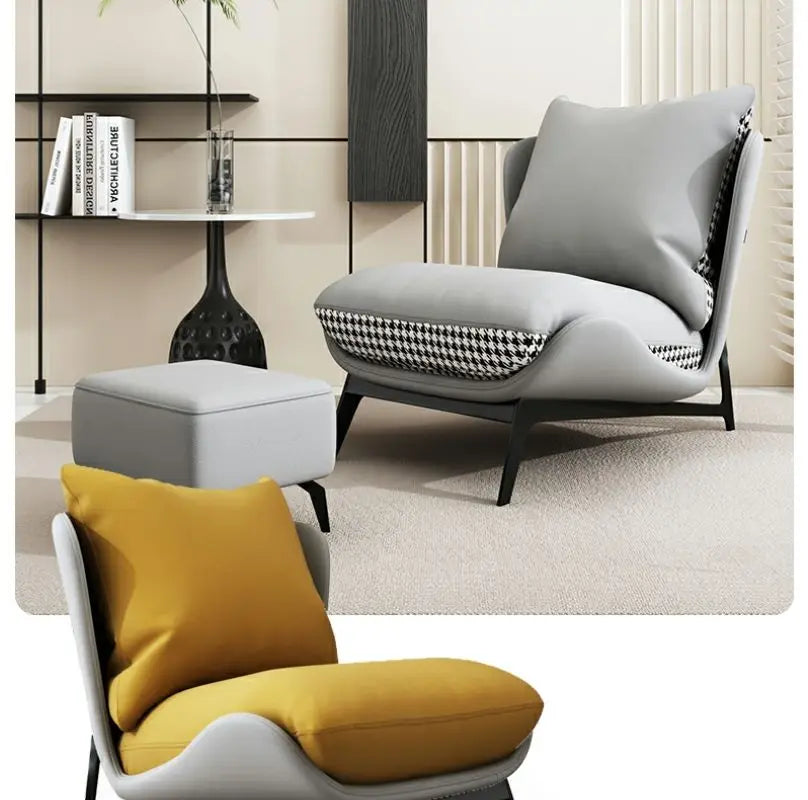 Italian Luxury Light Sofa Chair: Trendy Lazy Lounger, Ideal for Small Living Rooms & Balconies