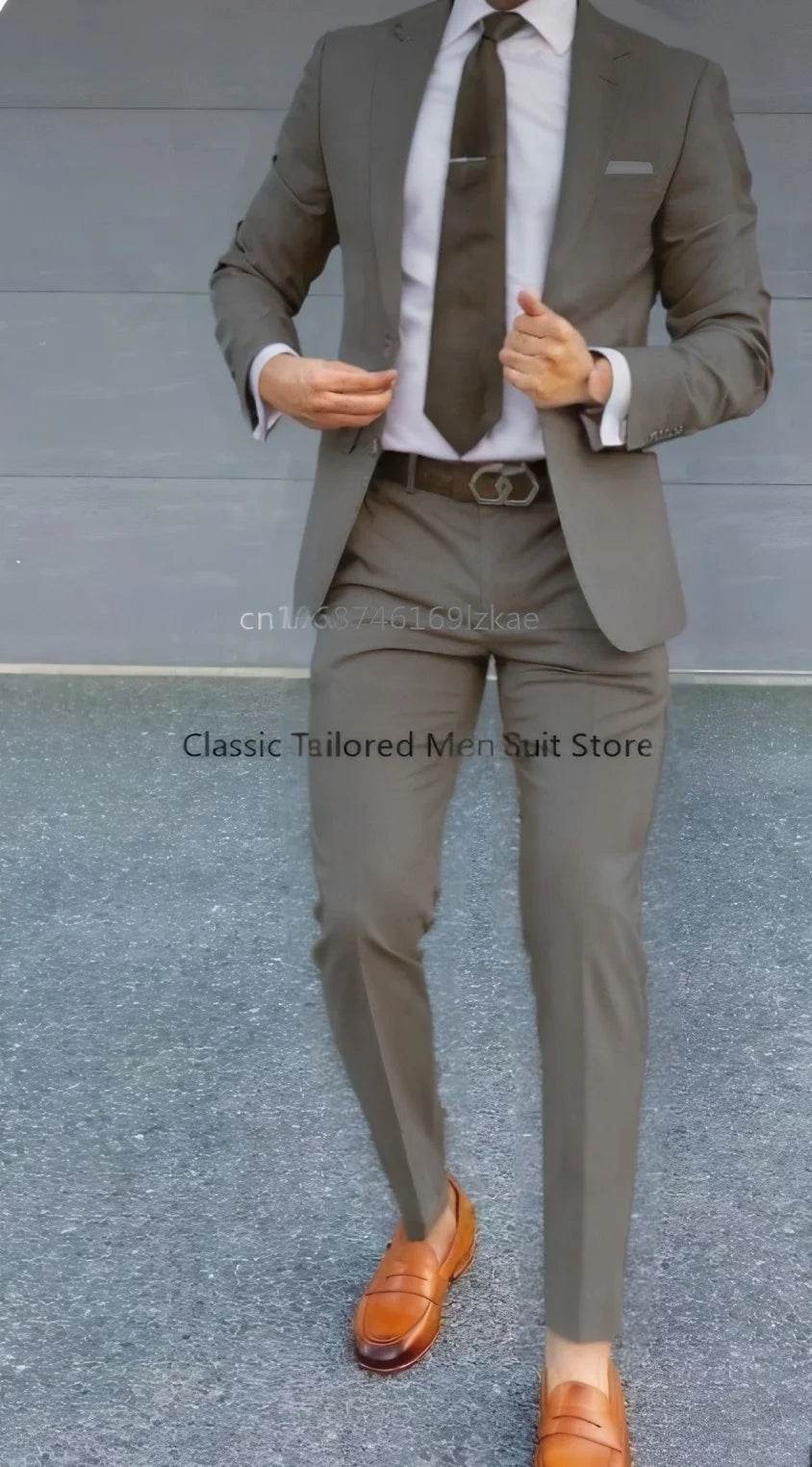 Men's Suit 2 Piece Suit Jacket Pants Formal Wedding Tuxedo Groom Clothes Custom Color Blazer XS-5XL - AIAZ