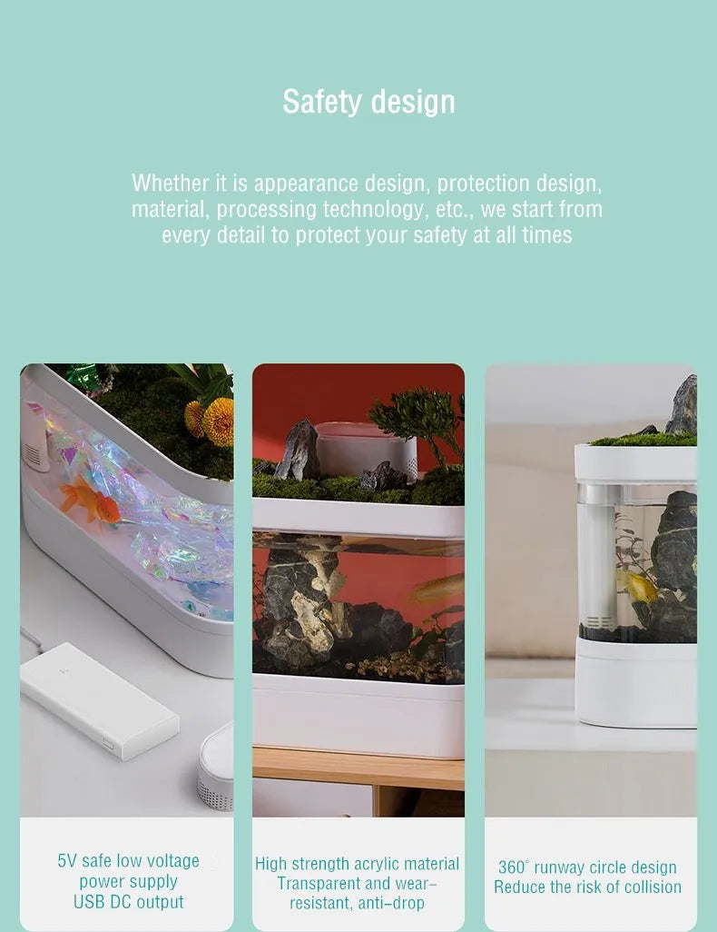 Smart Fish Tank Ecological Bottom Filter Fish Tank Desktop Aquarium Tank for Fish