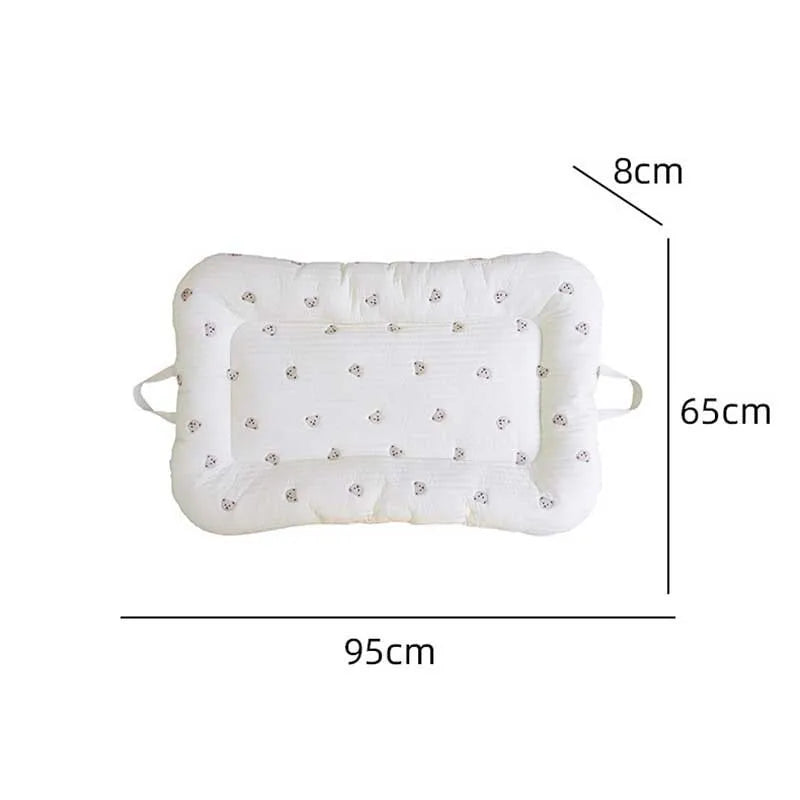 Cartoon Embroidery Bear Sleeping Nest for Baby Bed Crib with Pillow Travel Playpen Cot Infant Toddler Infant Cradle Mattress