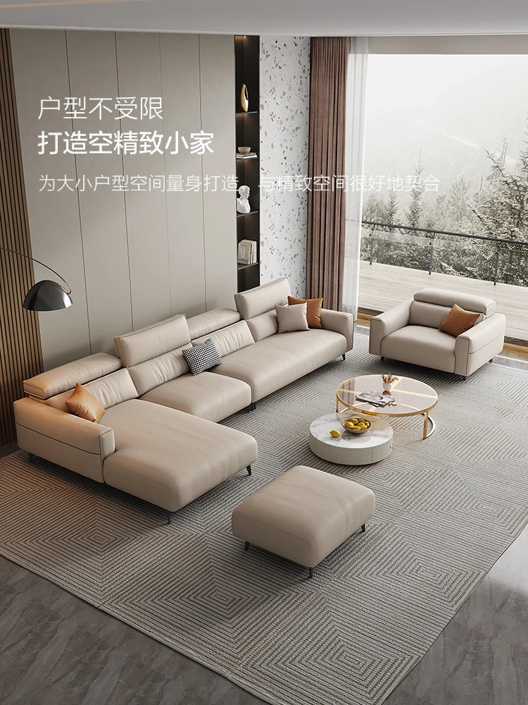 Dipu cream wind technology cloth sofa living room simple modern Italian minimalist Guifei corner cloth sofa combination