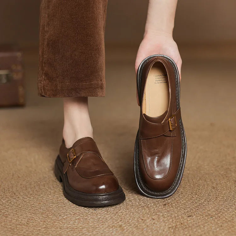 Dress Shoes Women Loafers Cow Leather Sheepskin Rubber Formal Business Suit Ladies 2025 Spring Autumn Handmade