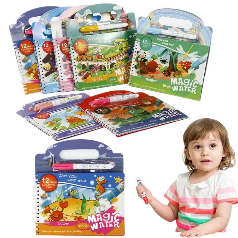 Magical Water Painting Book Toddler Early Education Toys Reusable Magic Drawing Coloring Book for Kids Children Montessori Toys - AIAZ