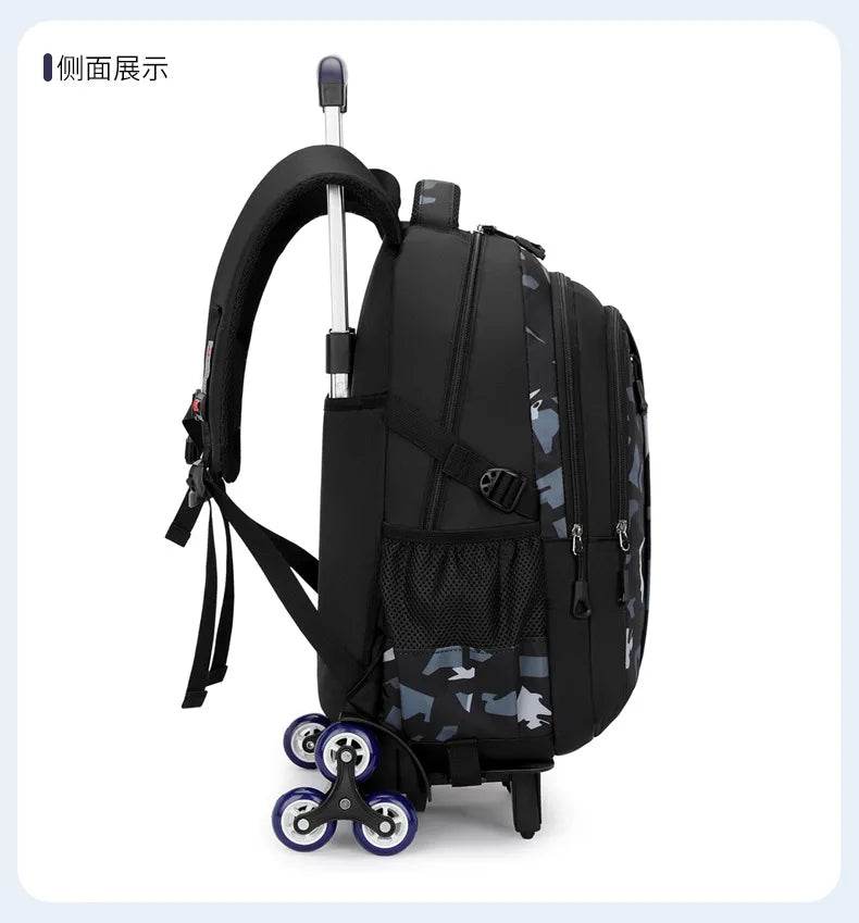School Rolling backpack bag School Bags with wheels Student wheeled Backpacks for boys Children School Trolley Bag Waterproof - AIAZ