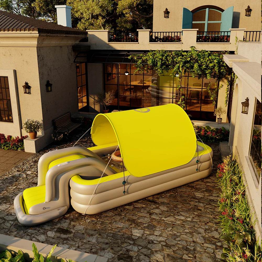 Swimming Pool Inflatable Pools Children's Family Outdoor Party Sun Shade Folding Swimming Pool Slides for Kids Babies - AIAZ