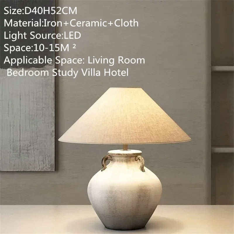 ULANI Contemporary Ceramic Table Lamp American Retro Creativity Living Room Bedroom Study Villa Hotel Homestay Desk Light