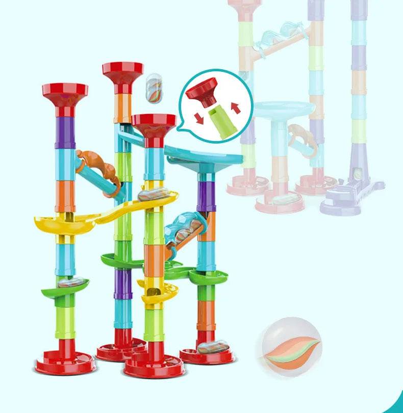 Marbles Run Catapult Track Building Blocks Slide Beads Educational Toys Children Gift Race Balls Toy Marble Track Race Set - AIAZ