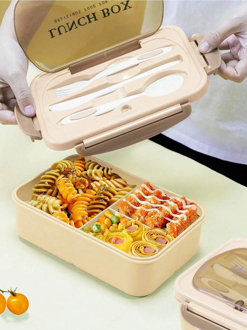 1Pc Bento Box Adult Lunch Box With 4 Compartments,Utensils, Sauce Jar, Muffin Liners, Microwave&Dishwasher Safe, Back To School - AIAZ